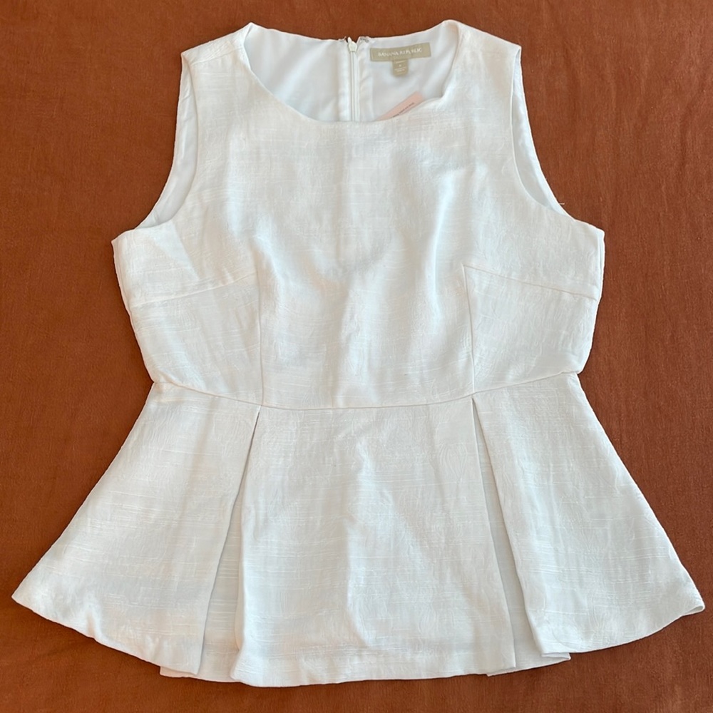 Banana Republic, size 6, white top, NWT, original $74.50, bought on sale $45.99.